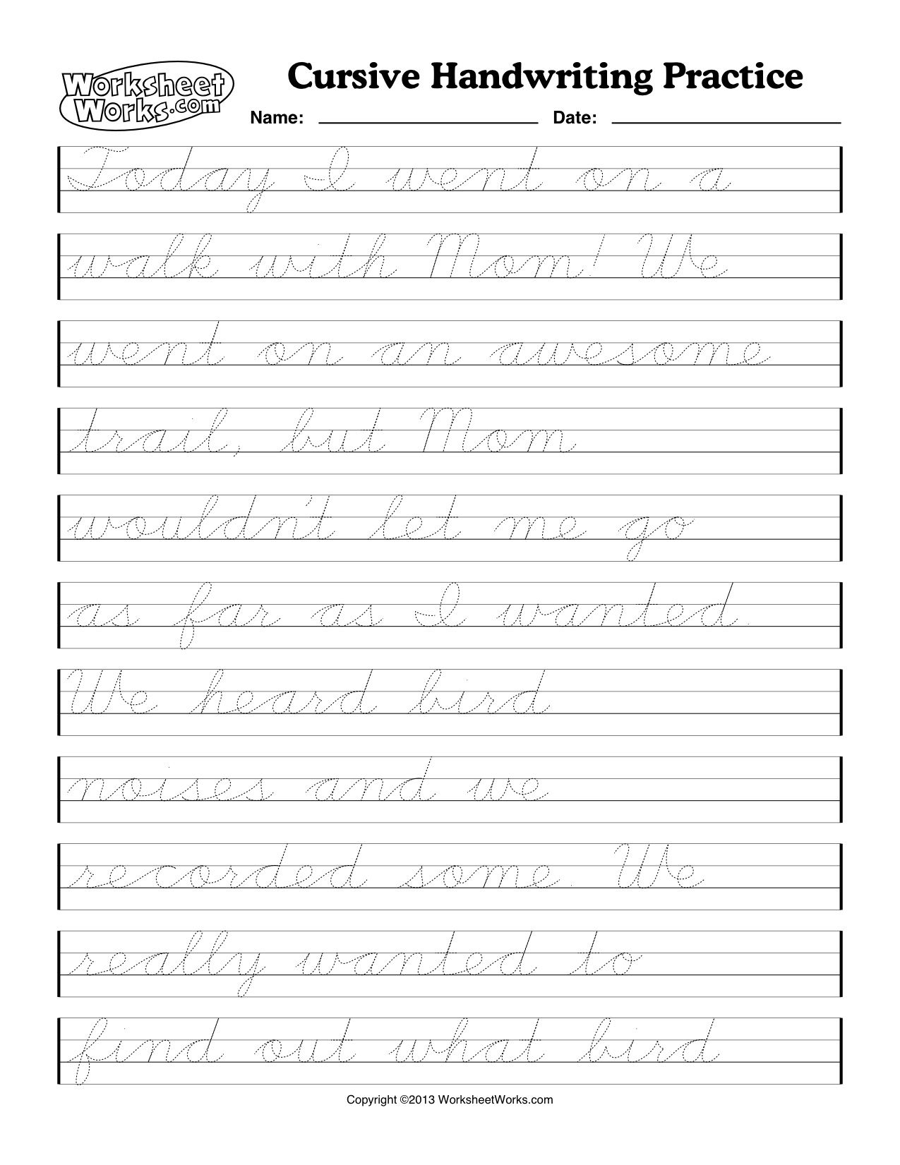 Cursive Handwriting Worksheets Writing Worksheet One Tracing for Name Tracing In Cursive