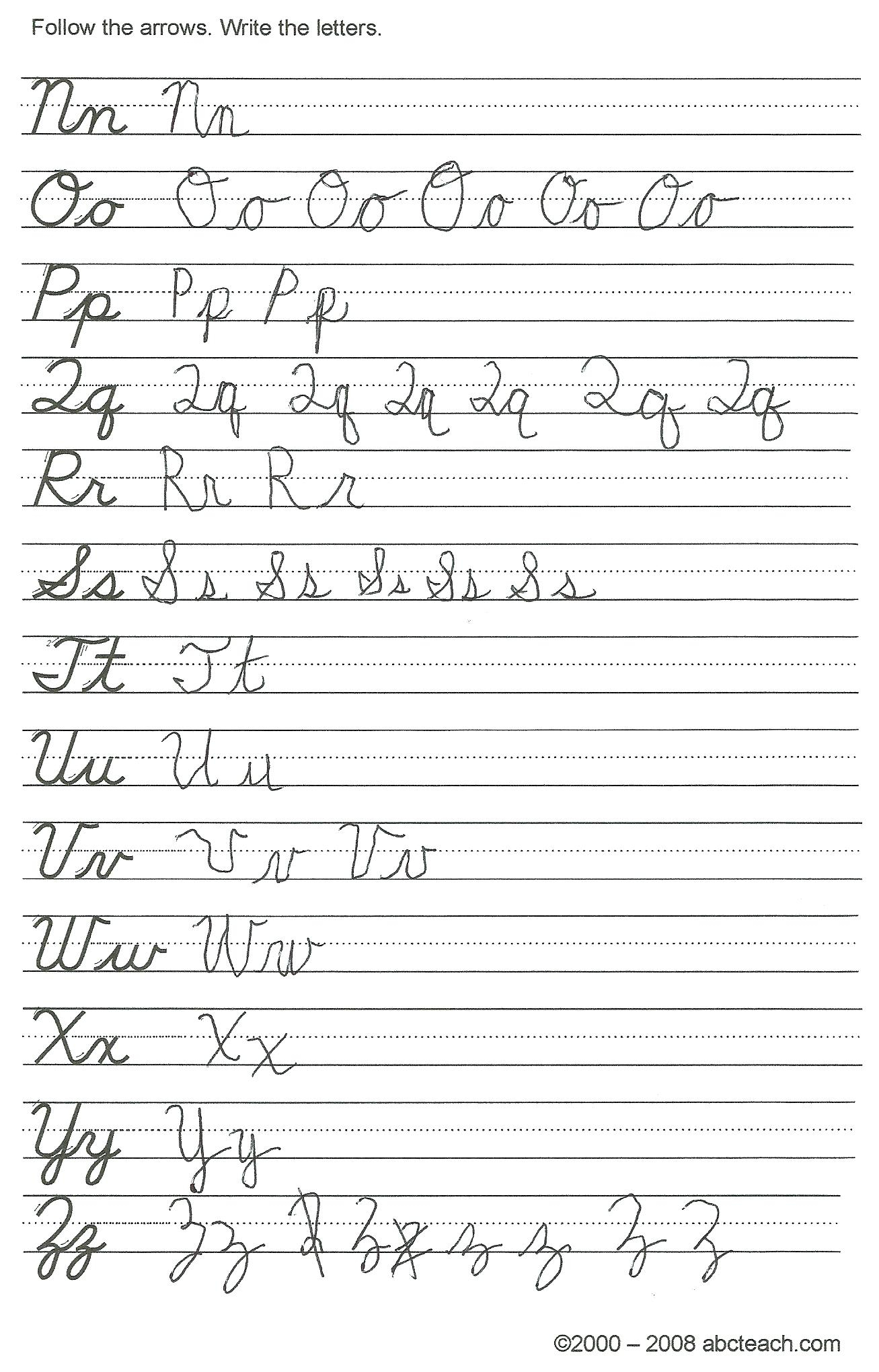 Printable Cursive Alphabet Worksheets