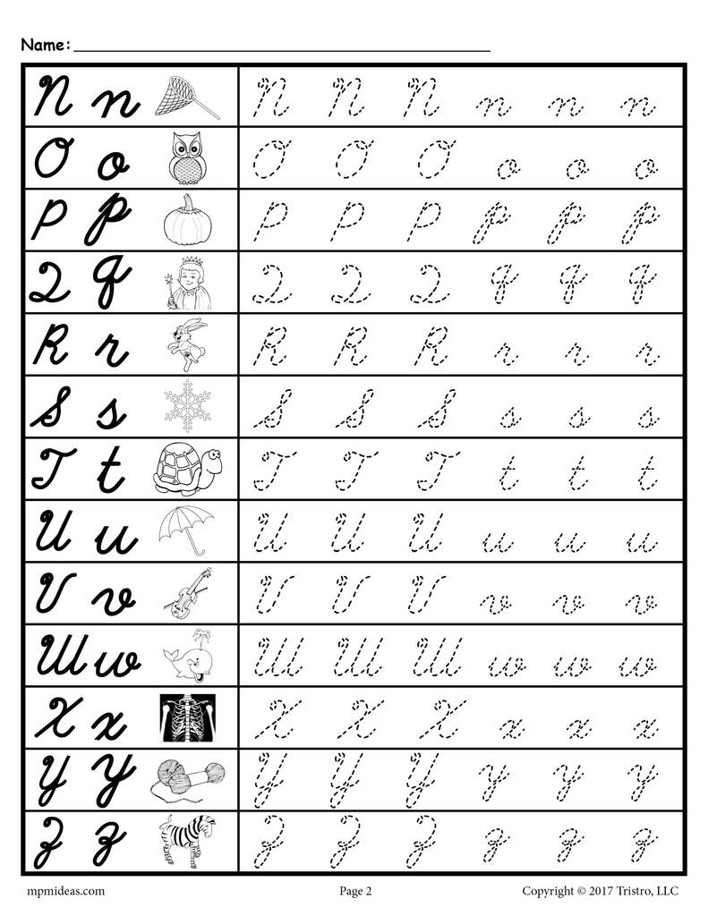 Cursive Alphabet Tracing AlphabetWorksheetsFree