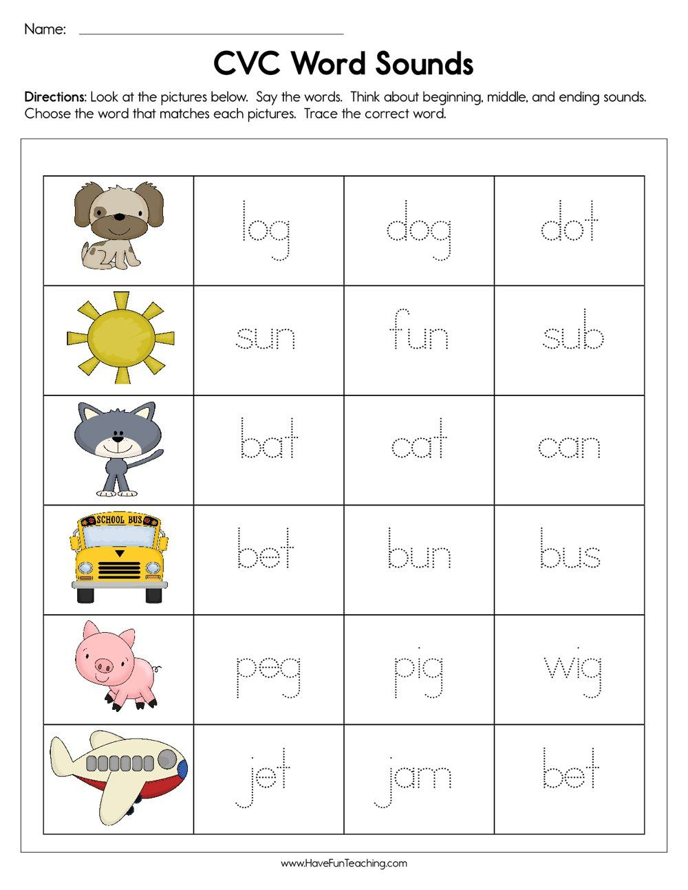 Cvc Words Tracing Worksheets Alphabetworksheetsfreecom Cvc Words Worksheets For Kindergarten 