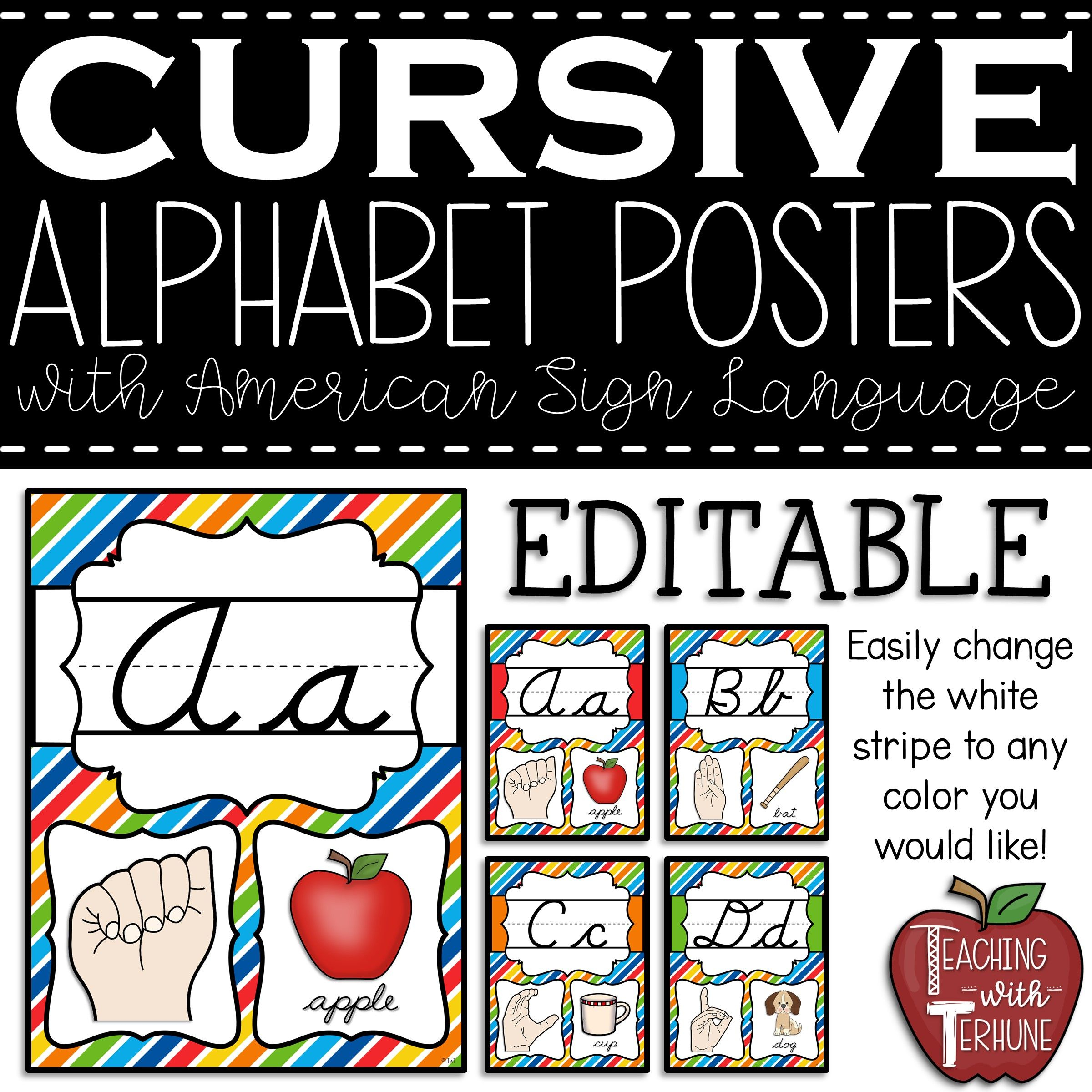 Cursive Alphabet For Classroom Wall AlphabetWorksheetsFree