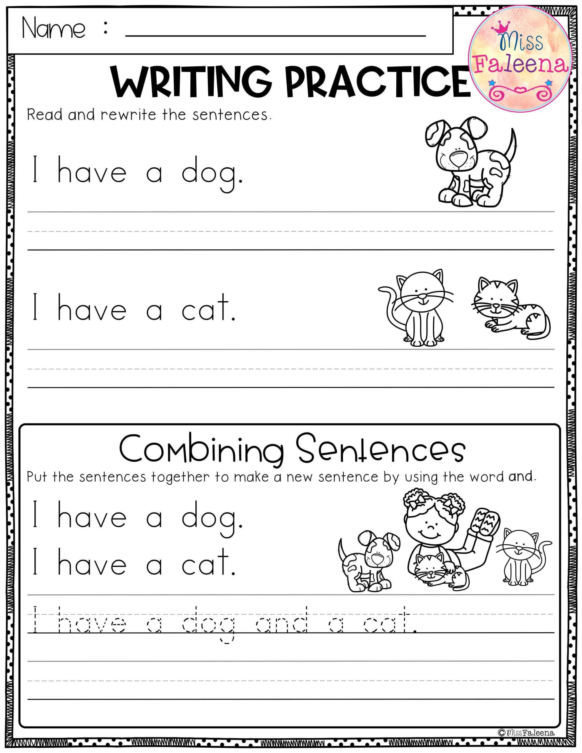 Free Printable Sentence Tracing Worksheets