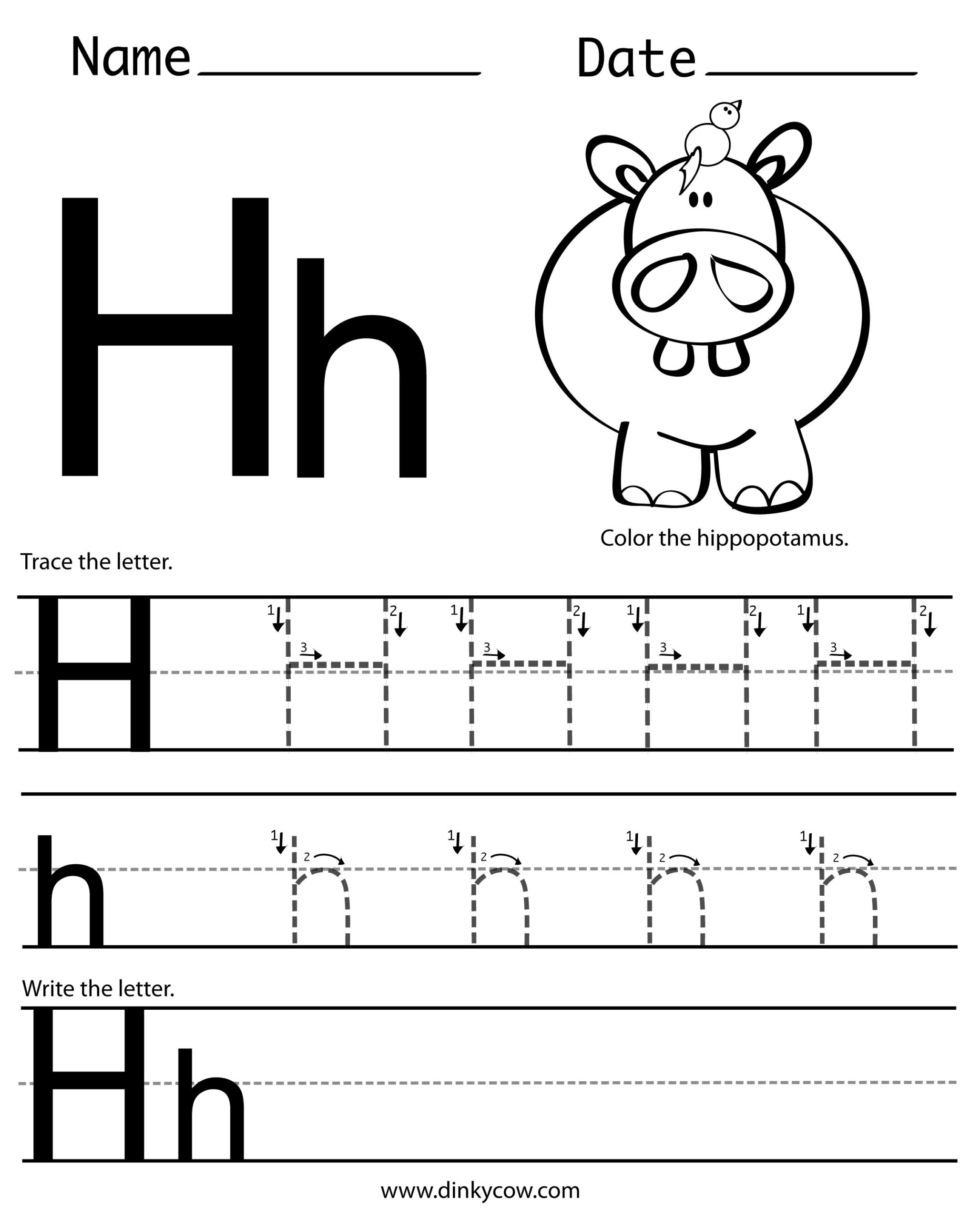 H Letter Tracing | AlphabetWorksheetsFree.com