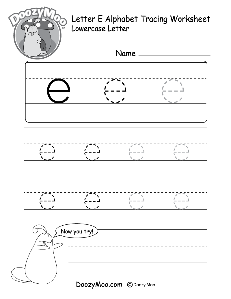 Kids Can Trace The Small Letter &amp;quot;e&amp;quot; In Different Sizes In within E Letter Tracing Worksheet