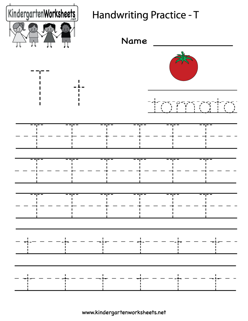 Kindergarten Letter T Writing Practice Worksheet Printable for Letter T Tracing Worksheet