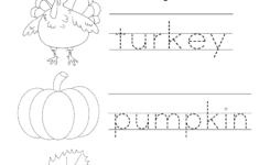 Kindergarten Thanksgiving Tracing Worksheet Printable