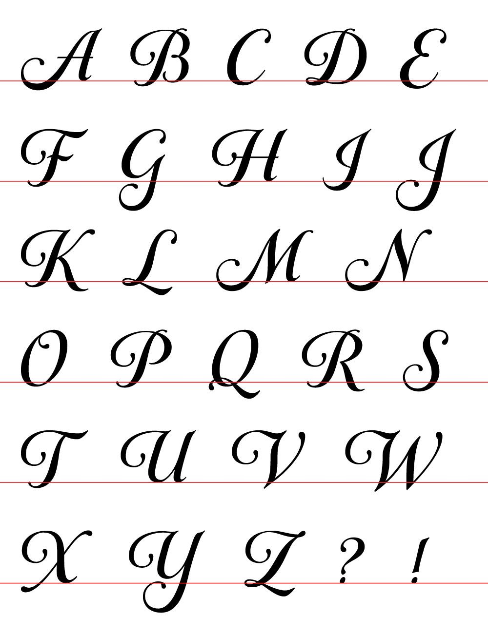 Cursive Alphabet Stencils | AlphabetWorksheetsFree.com