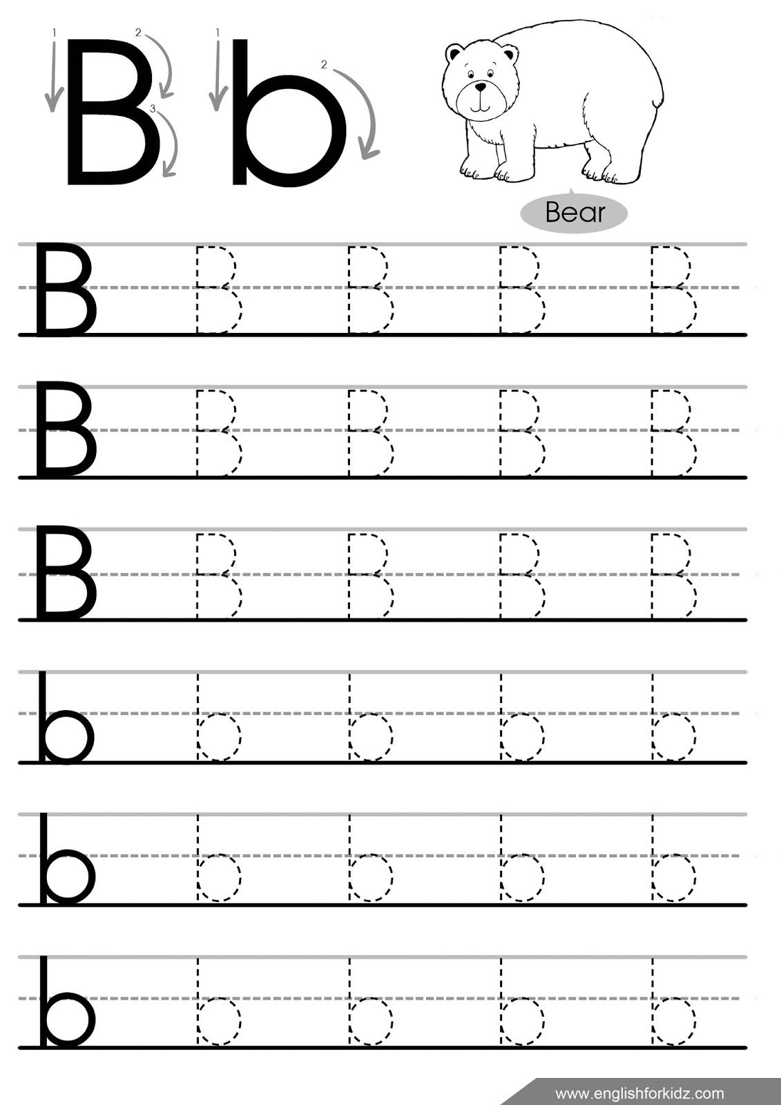 Letter B Tracing Worksheet | Letter Tracing Worksheets