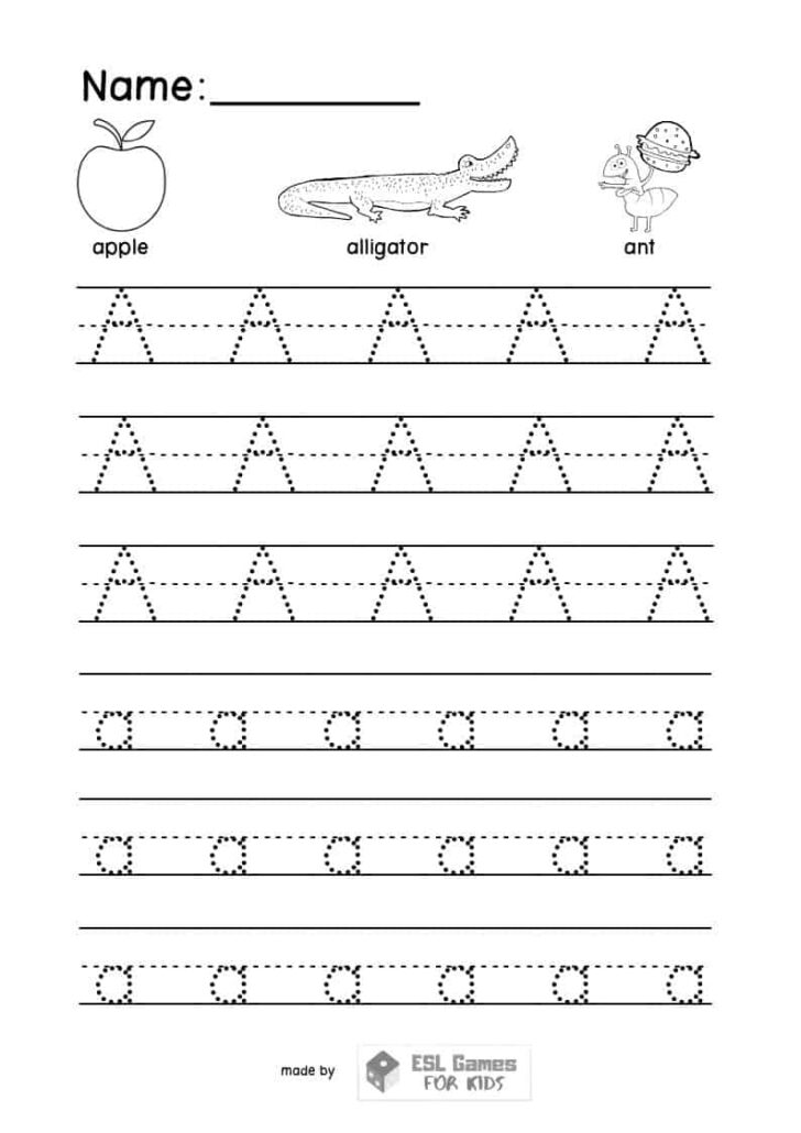 Letter Tracing Worksheets - Esl Games For Kids | AlphabetWorksheetsFree.com