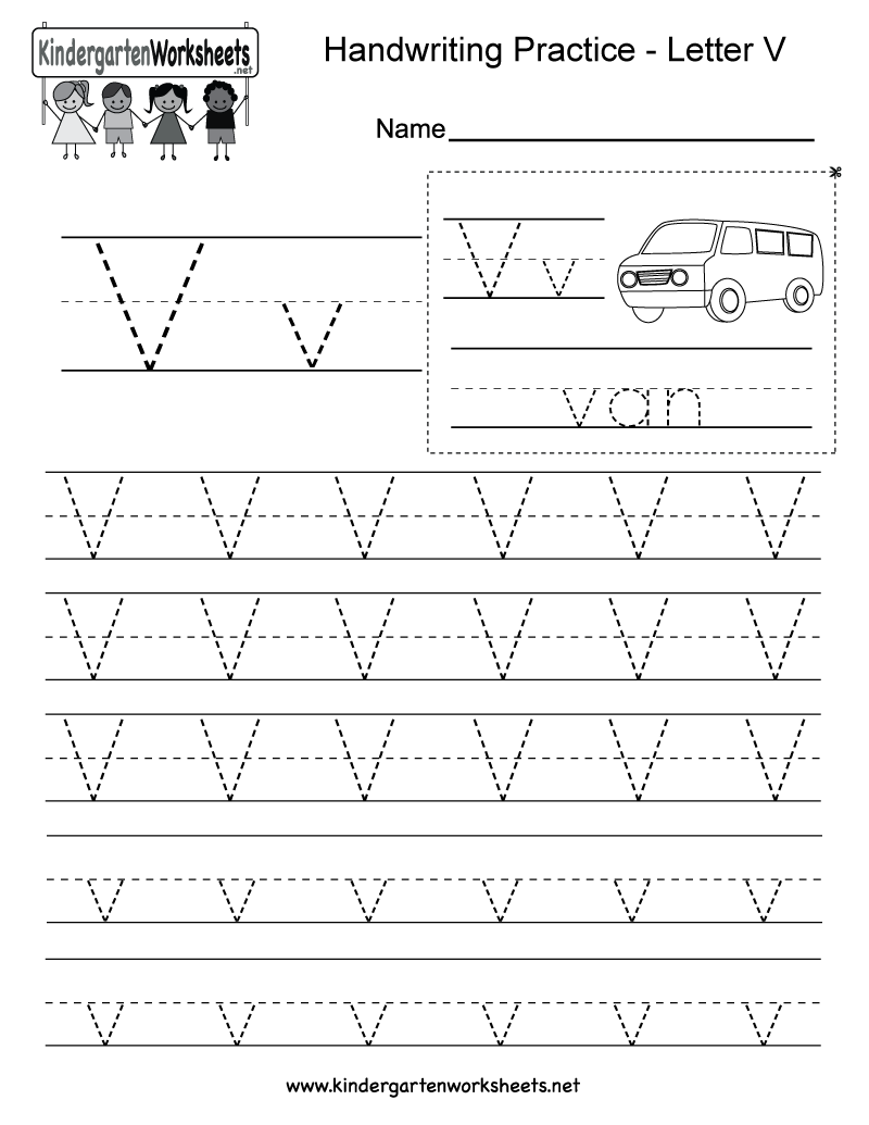 Letter V Writing Practice Worksheet - Free Kindergarten in Letter V Worksheets Pdf