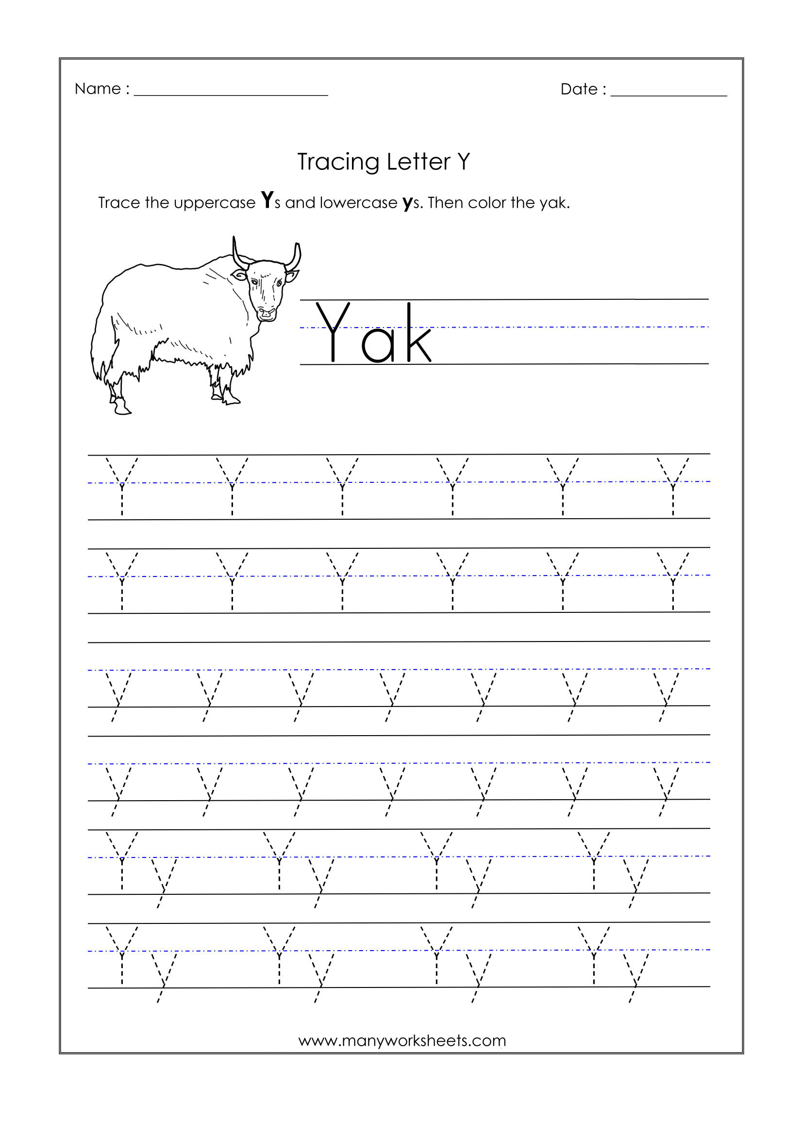 Y Tracing Worksheet AlphabetWorksheetsFree