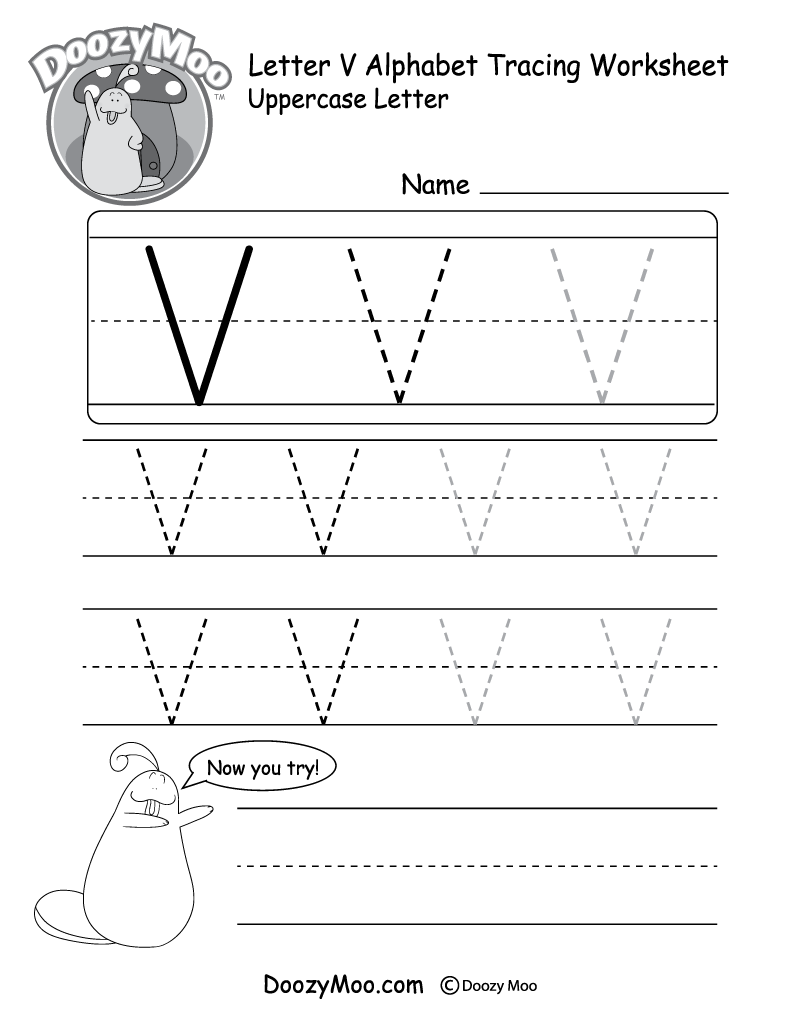 Lowercase Letter &amp;quot;v&amp;quot; Tracing Worksheet - Doozy Moo for Letter V Tracing Practice