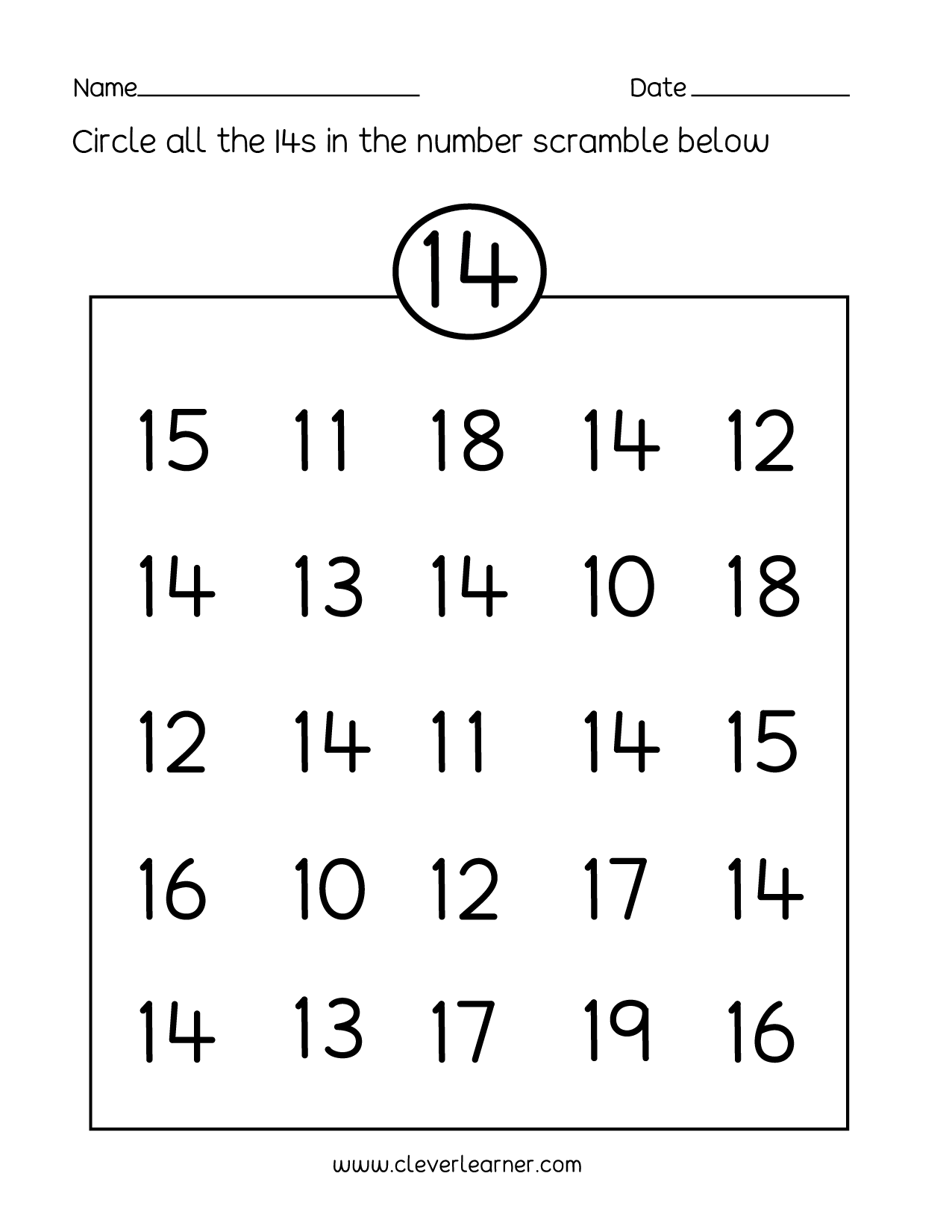 Number 14 Tracing Worksheet AlphabetWorksheetsFree