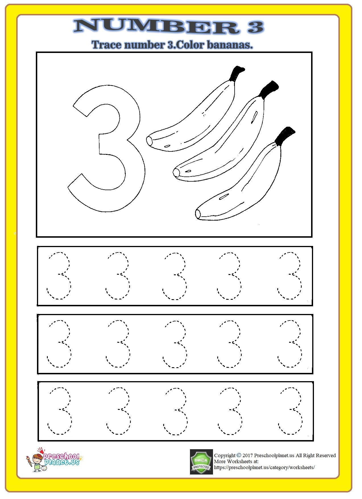 Number 3 Trace Worksheet | Matematik, Okuma, Okuma Çalışması