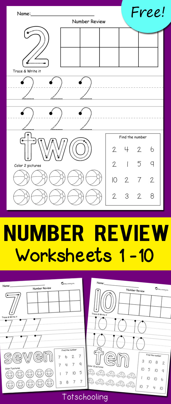 1 20 Number Review Worksheets