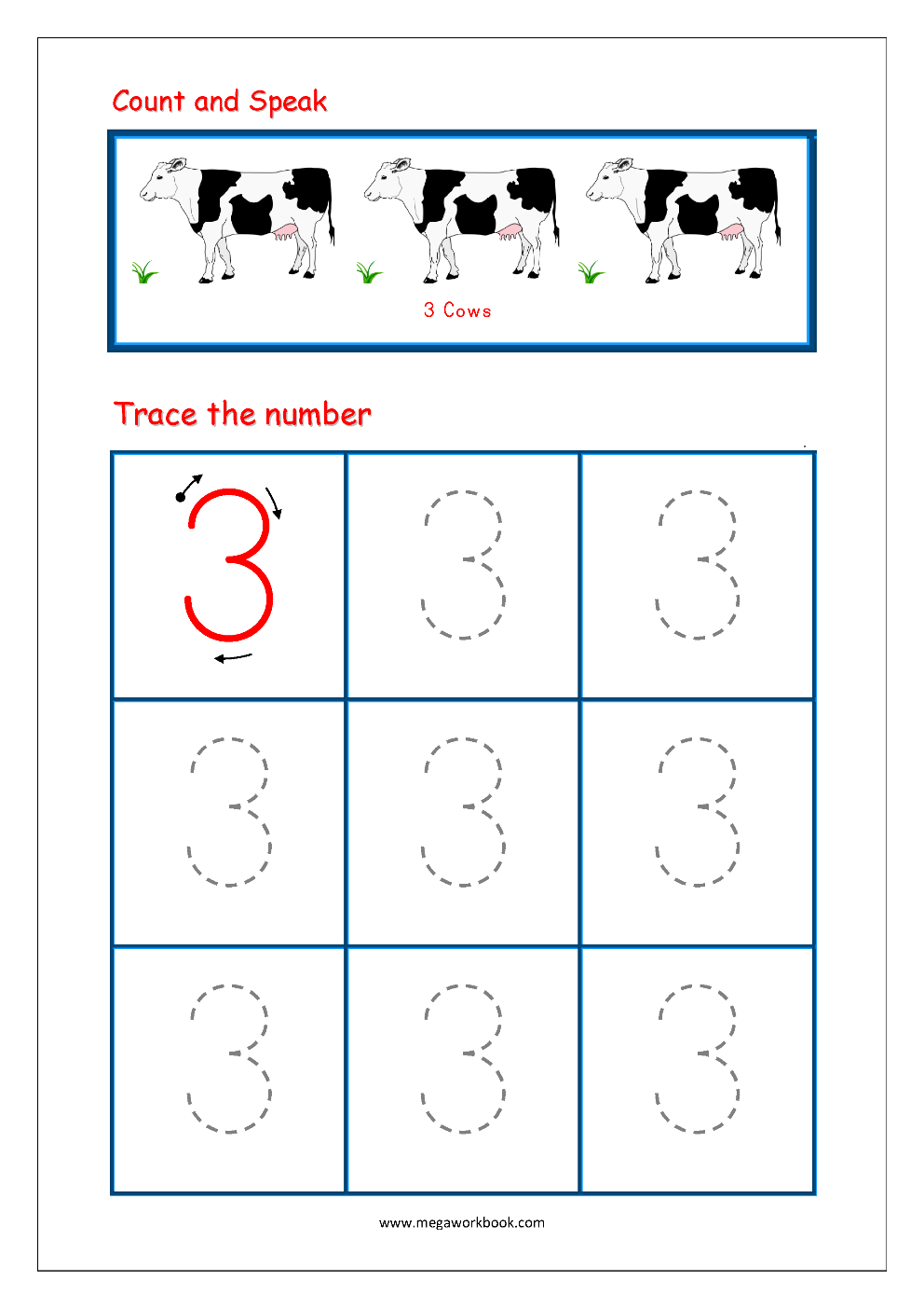 Number Tracing - Tracing Numbers - Number Tracing Worksheets