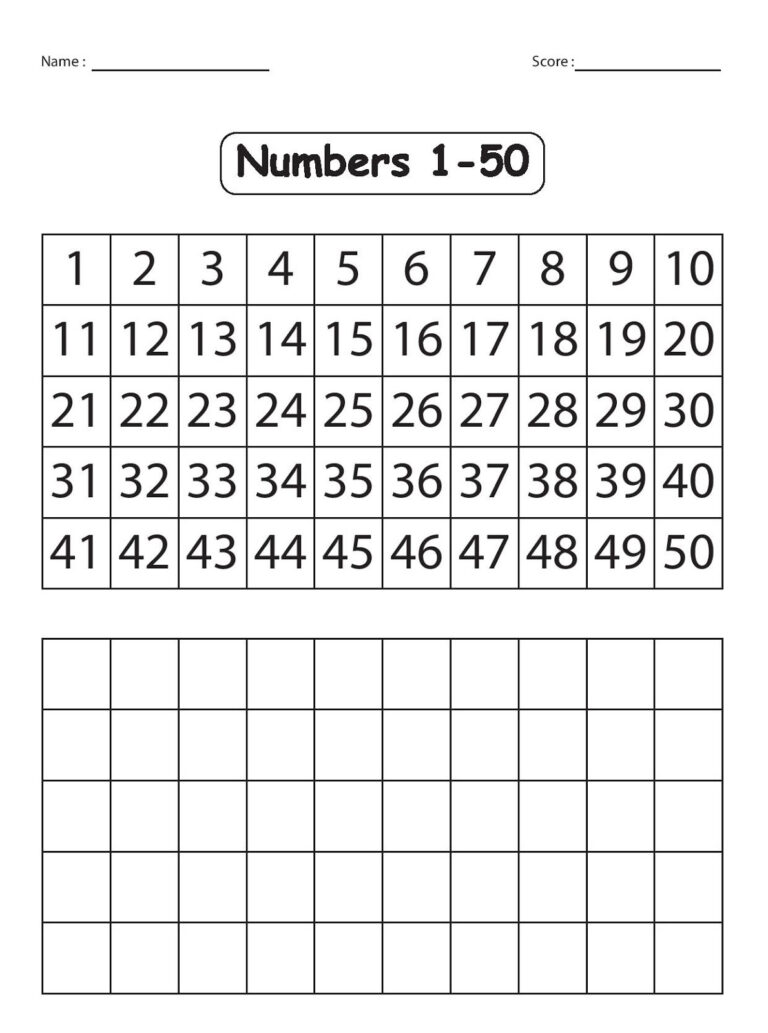 Worksheets Numbers 50 100