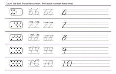 Numbers Tracing: 6-10 | Kindergarten Math Worksheets