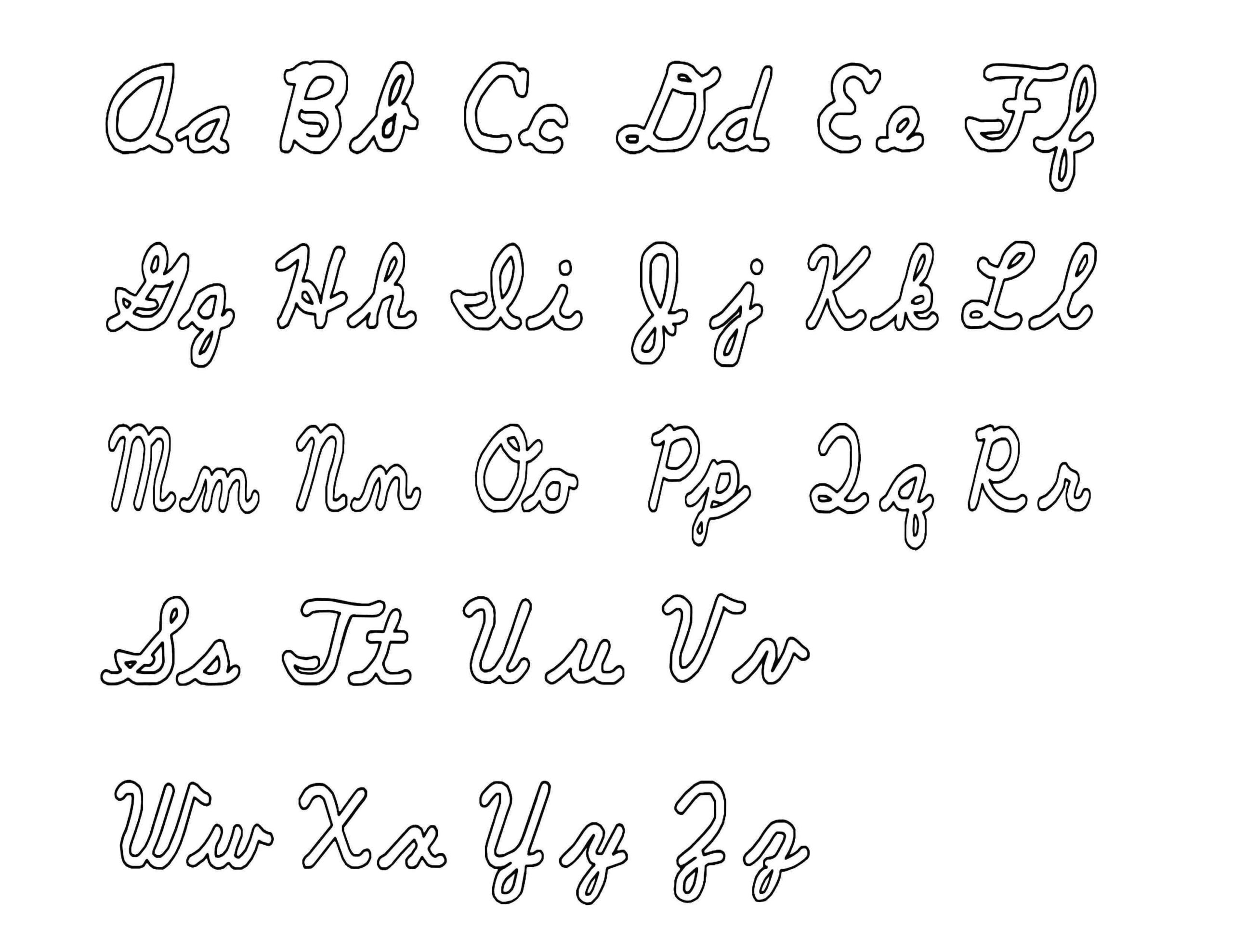 Cursive Alphabet Outline AlphabetWorksheetsFree