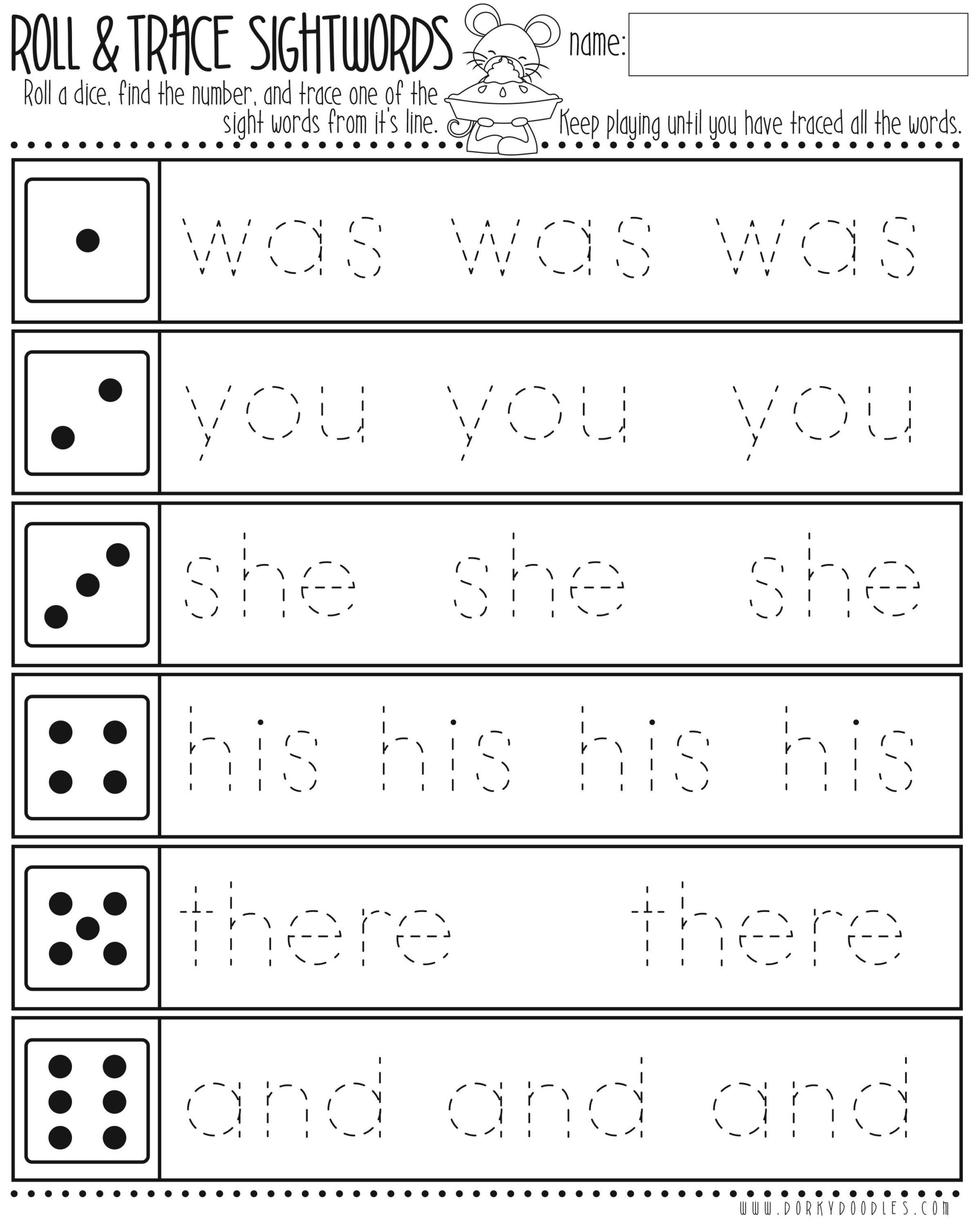 Printable Word Tracing Worksheets