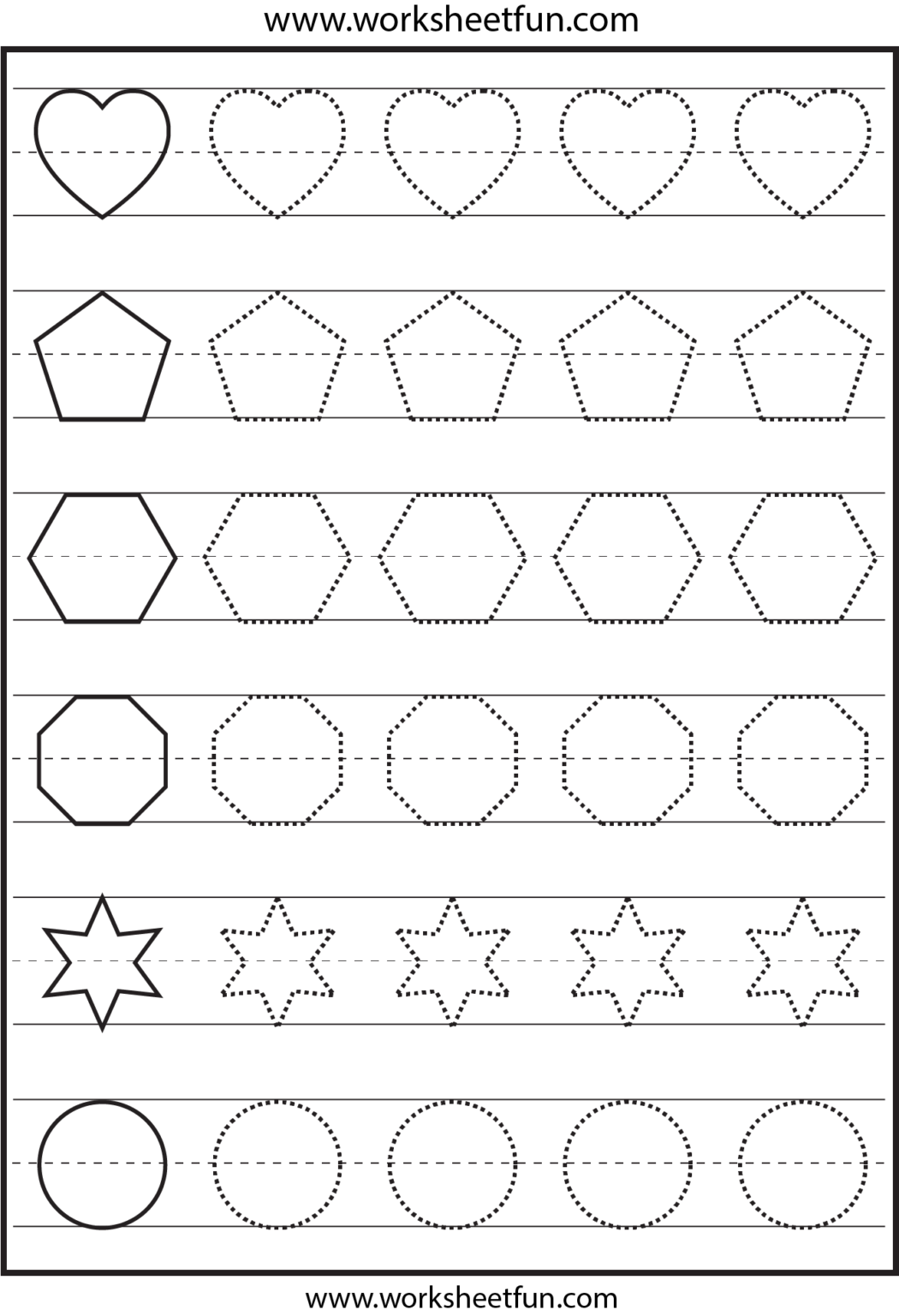 Shapes Tracing Worksheets Preschool, Shape Tracing