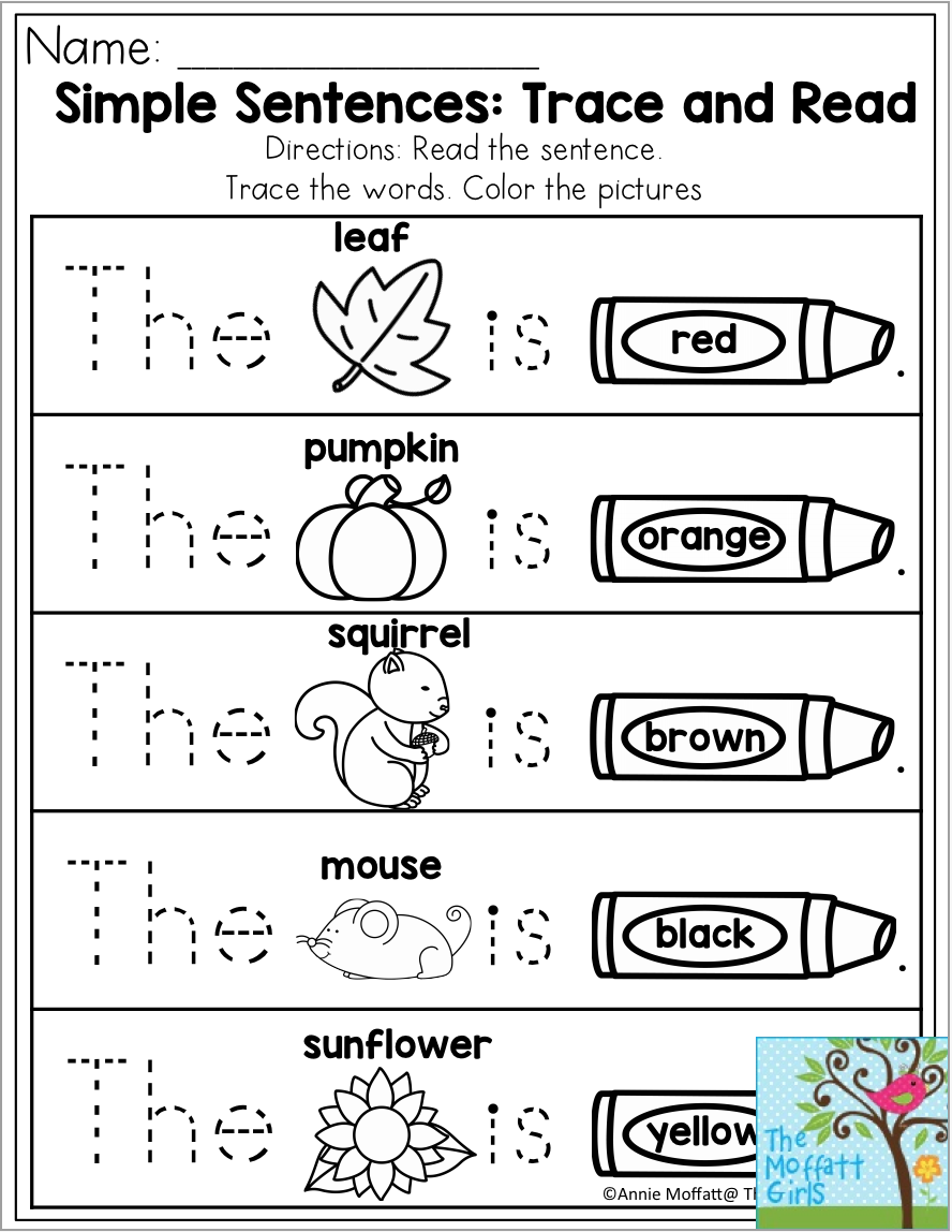 Kindergarten Worksheets Trace Sentence Writing Espanol