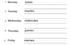 Spanish Days Of The Week Worksheet - Free Printable