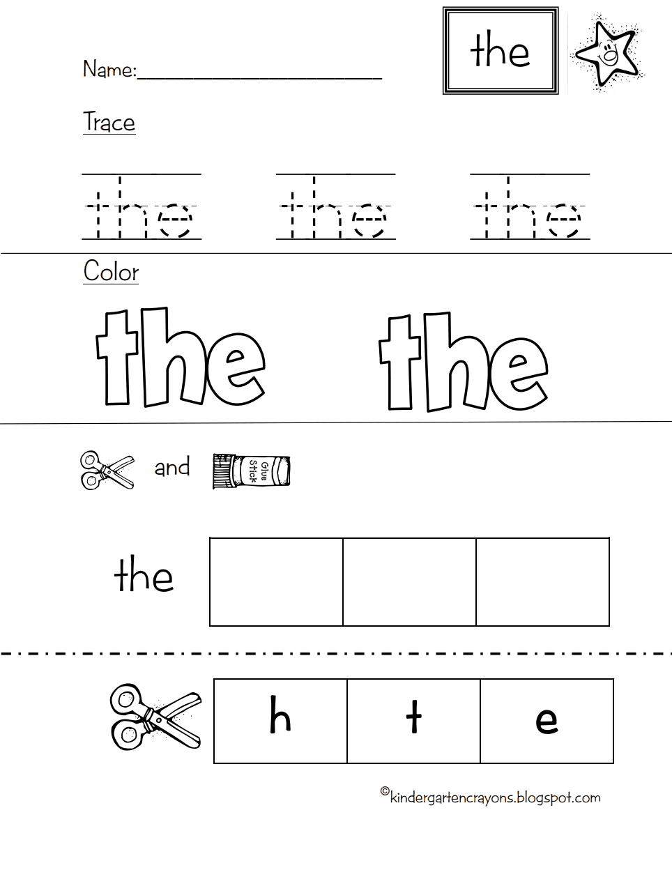 Kindergarten Sight Word Worksheets Pdf Printable Kindergarten Worksheets