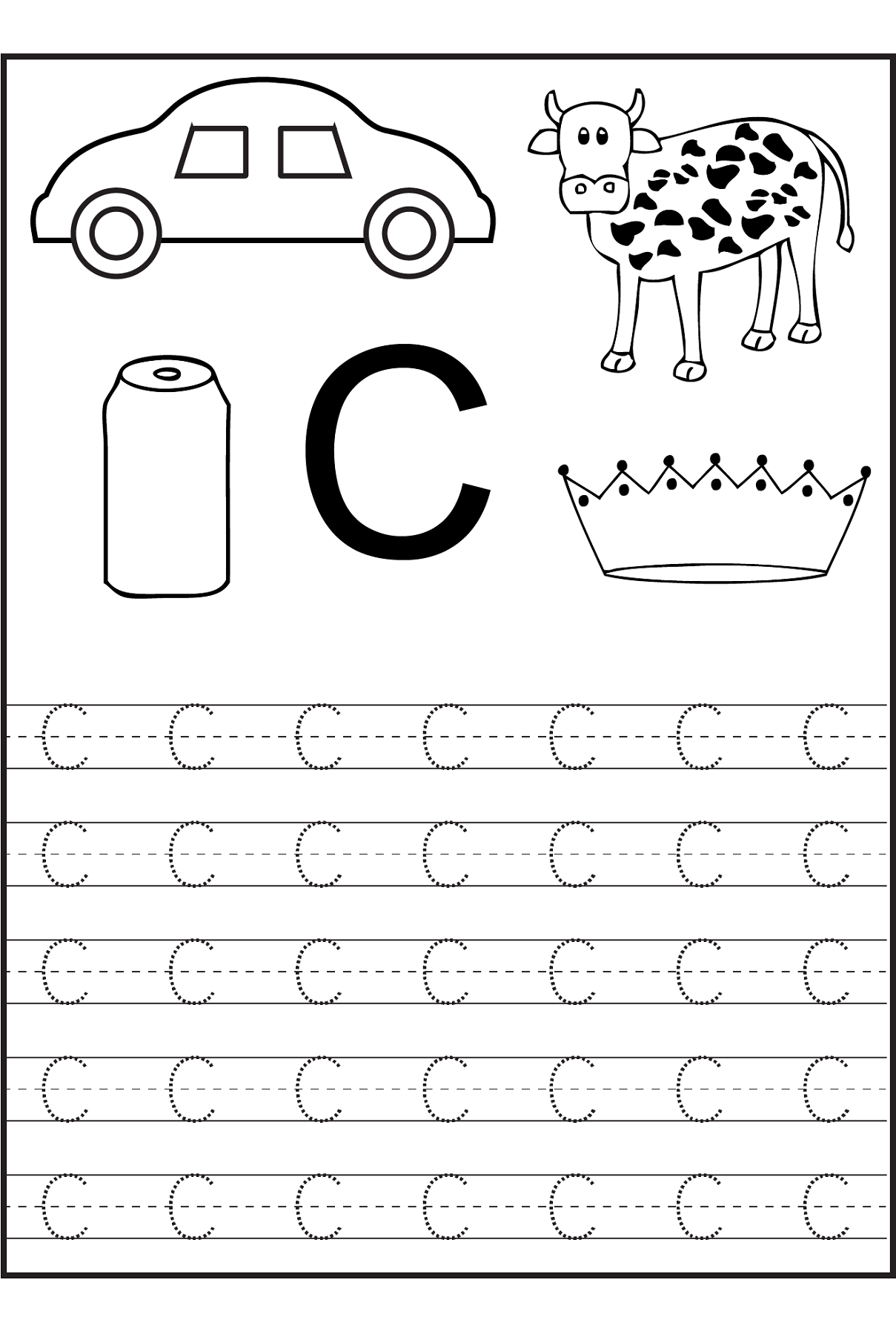 Trace The Letter C Worksheets Preschool Worksheets Letter C with Letter C Tracing Printable