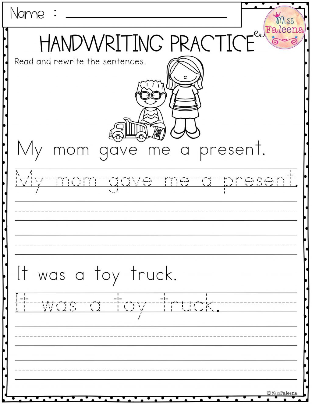Sentence Tracing Practice Worksheets