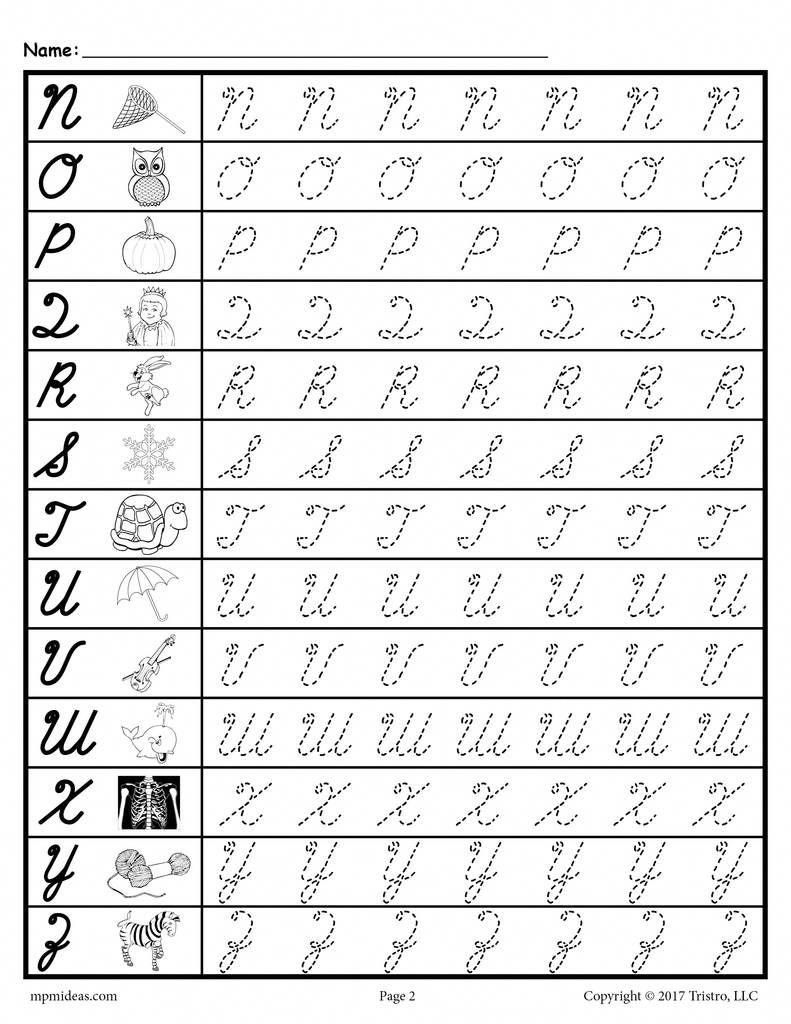 cursive alphabet grade 2 alphabetworksheetsfreecom