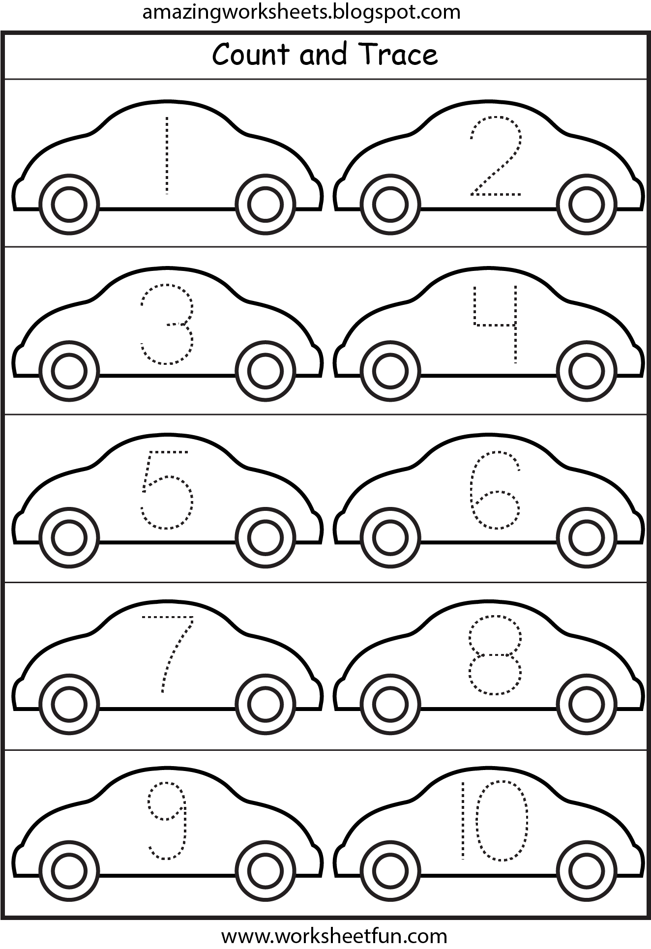 Car Tracing Worksheet AlphabetWorksheetsFree