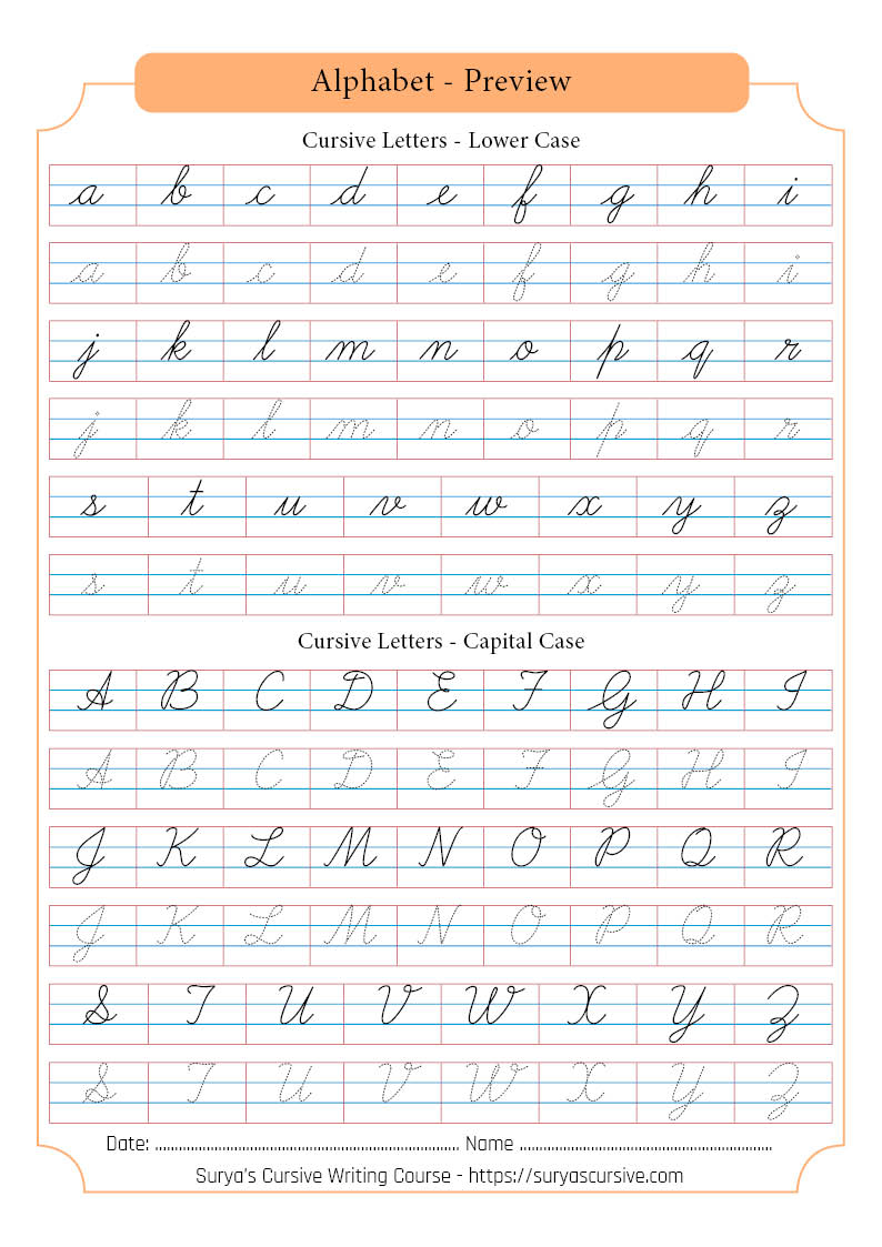 Cursive Uppercase Alphabet Worksheet AlphabetWorksheetsFree