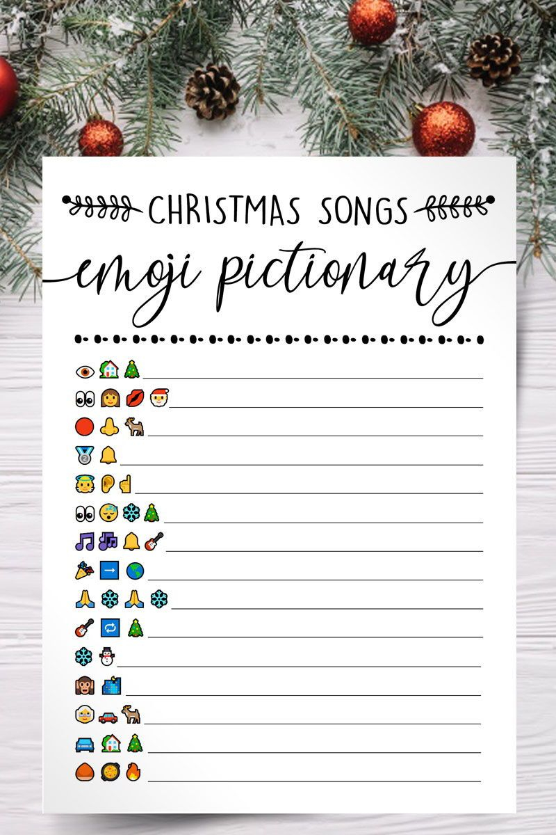 Christmas Song Emoji Game Worksheet | AlphabetWorksheetsFree.com