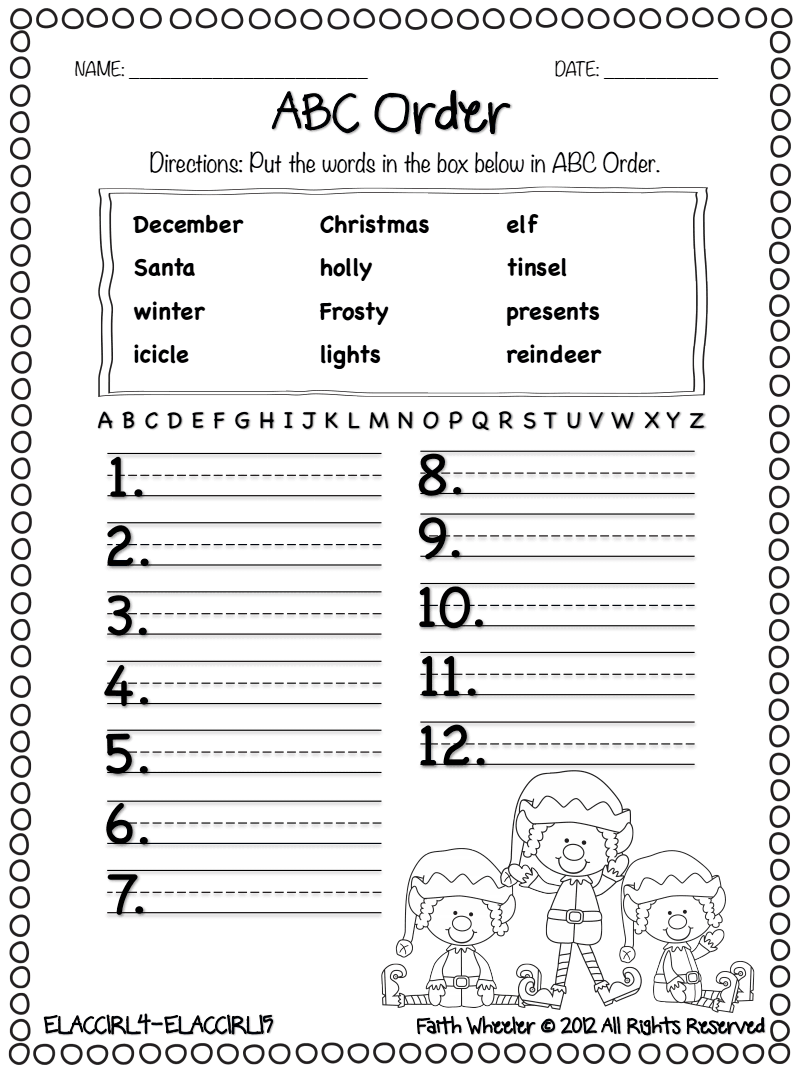  Christmas Words Alphabetical Order Worksheet AlphabetWorksheetsFree