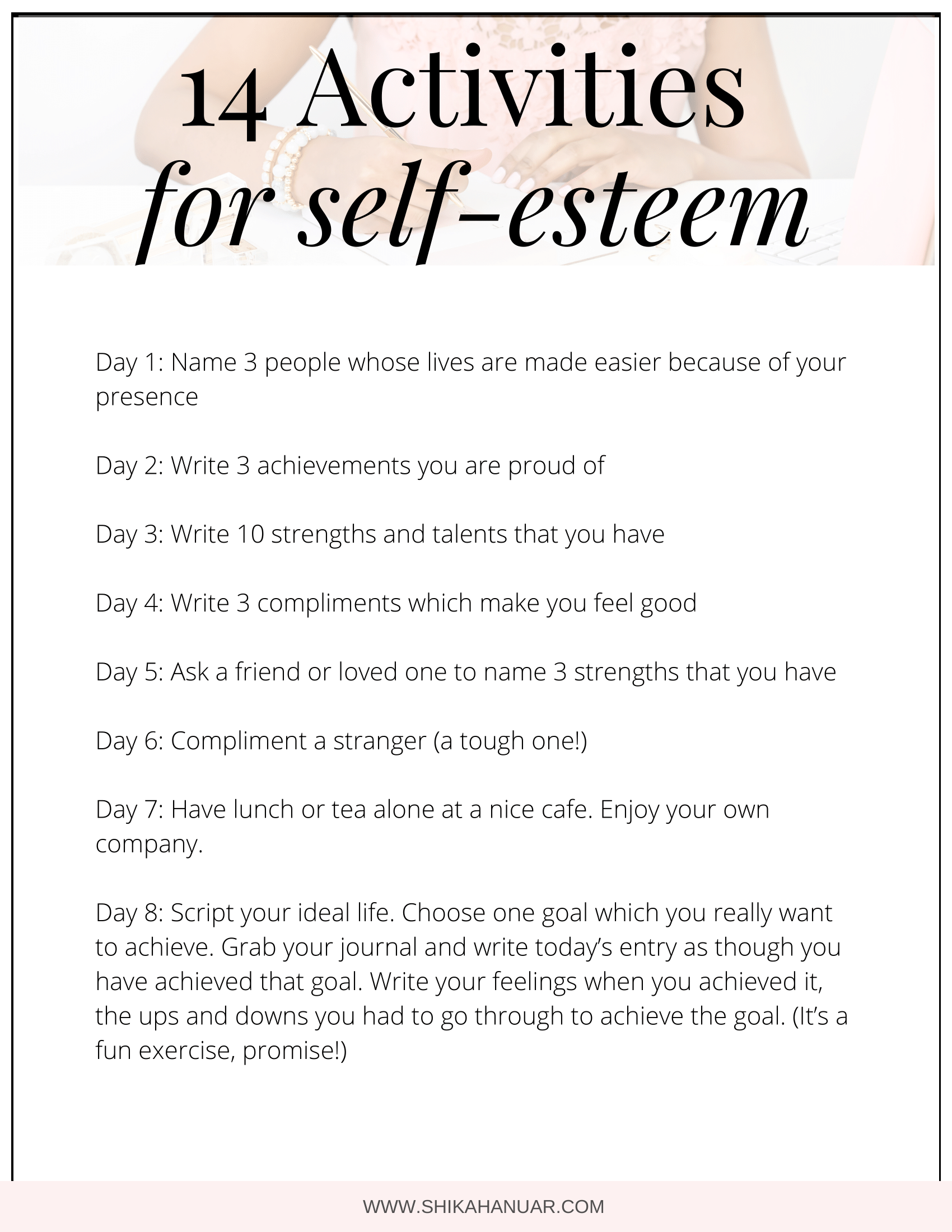 10 Days To Self Esteem Worksheets