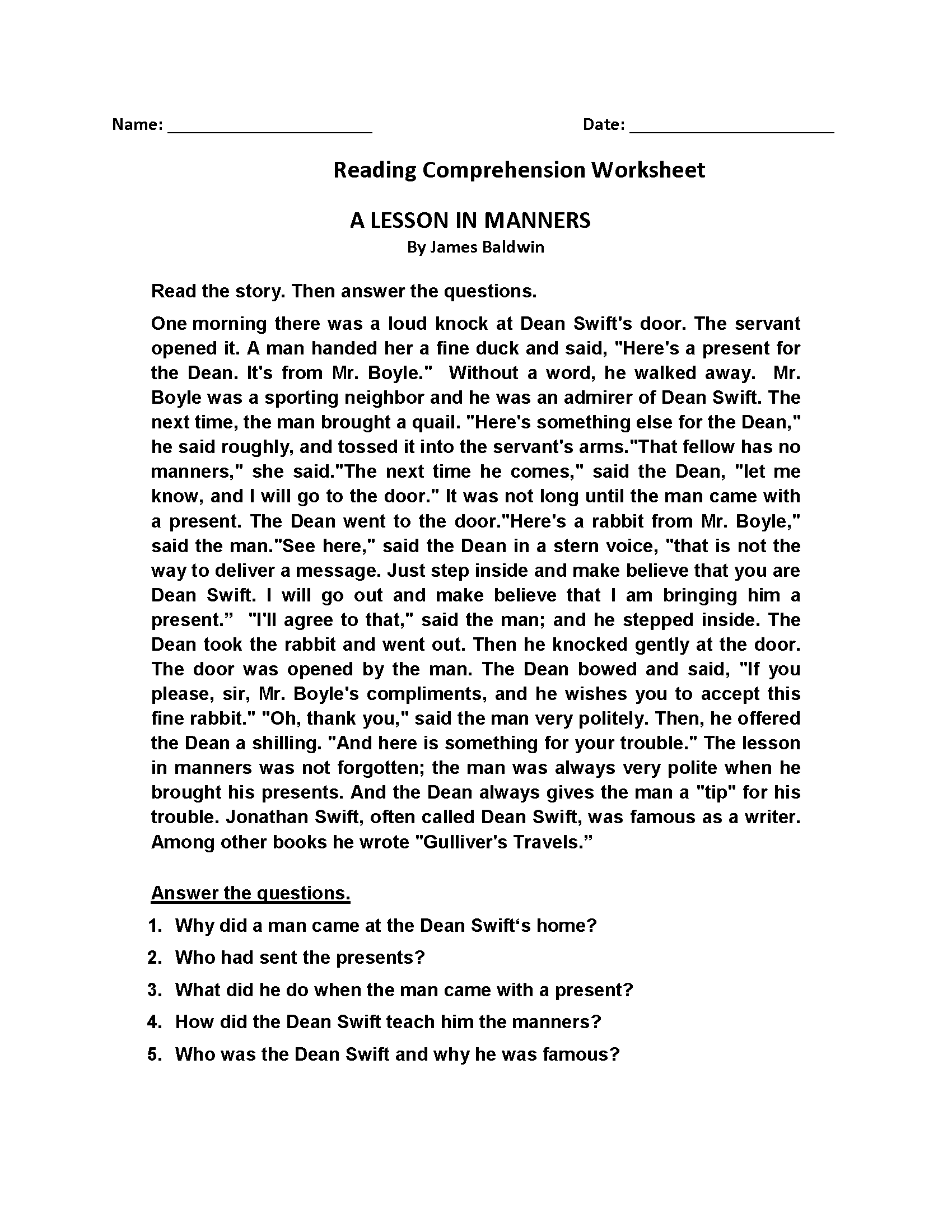 Christmas Reading Comprehension Worksheets 4th Grade ...