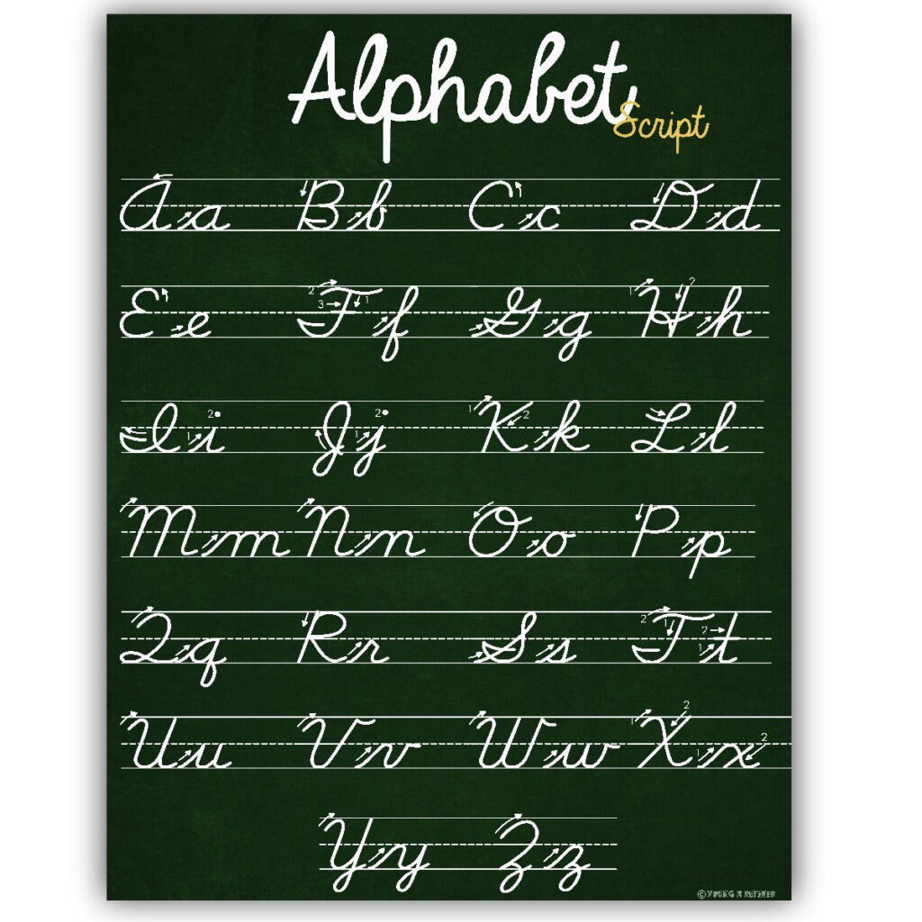 Cursive Alphabet Banner Classroom | AlphabetWorksheetsFree.com
