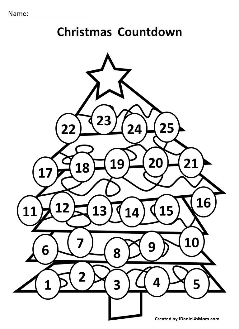 Christmas Countdown Printable Worksheets