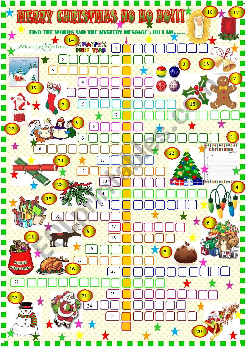 Christmas Crossword Puzzle Answers