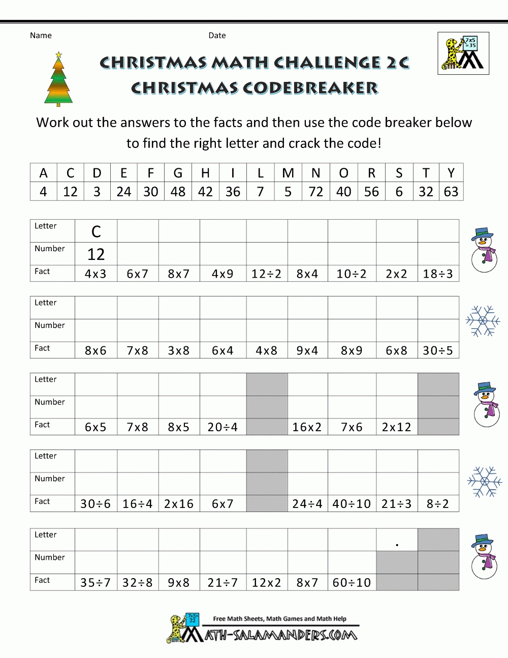 Free Christmas Math Worksheets To Print