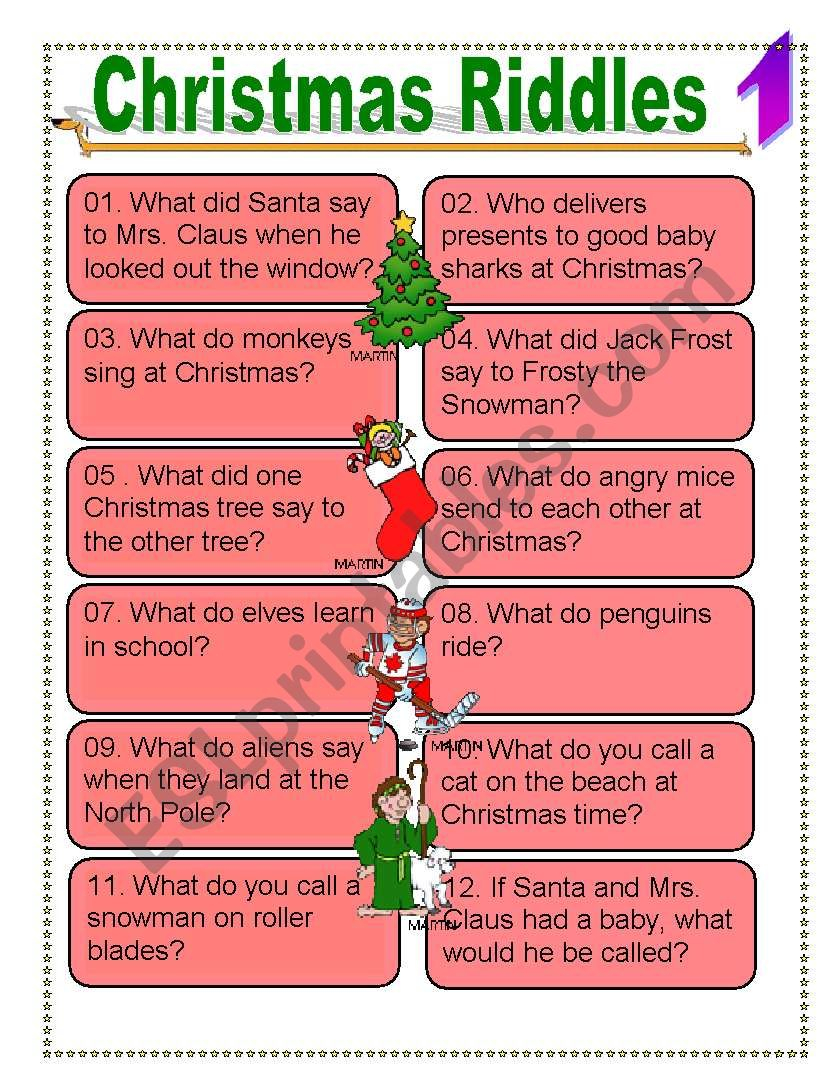 Christmas Riddles Worksheet AlphabetWorksheetsFree