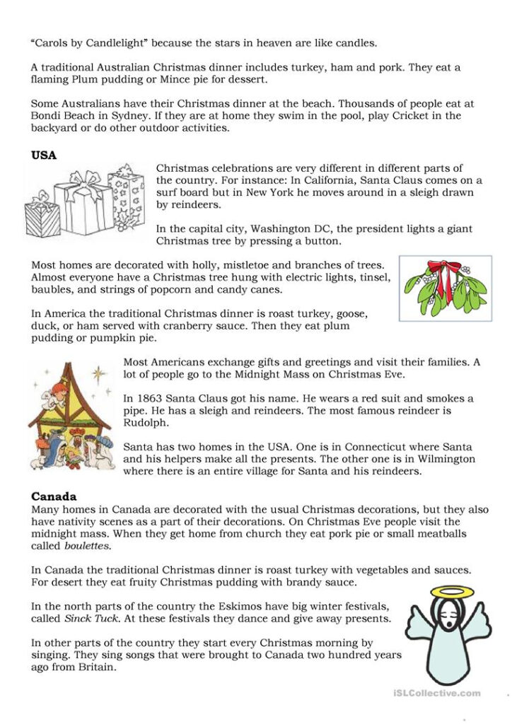 Christmas Traditions   English Esl Worksheets For Distance