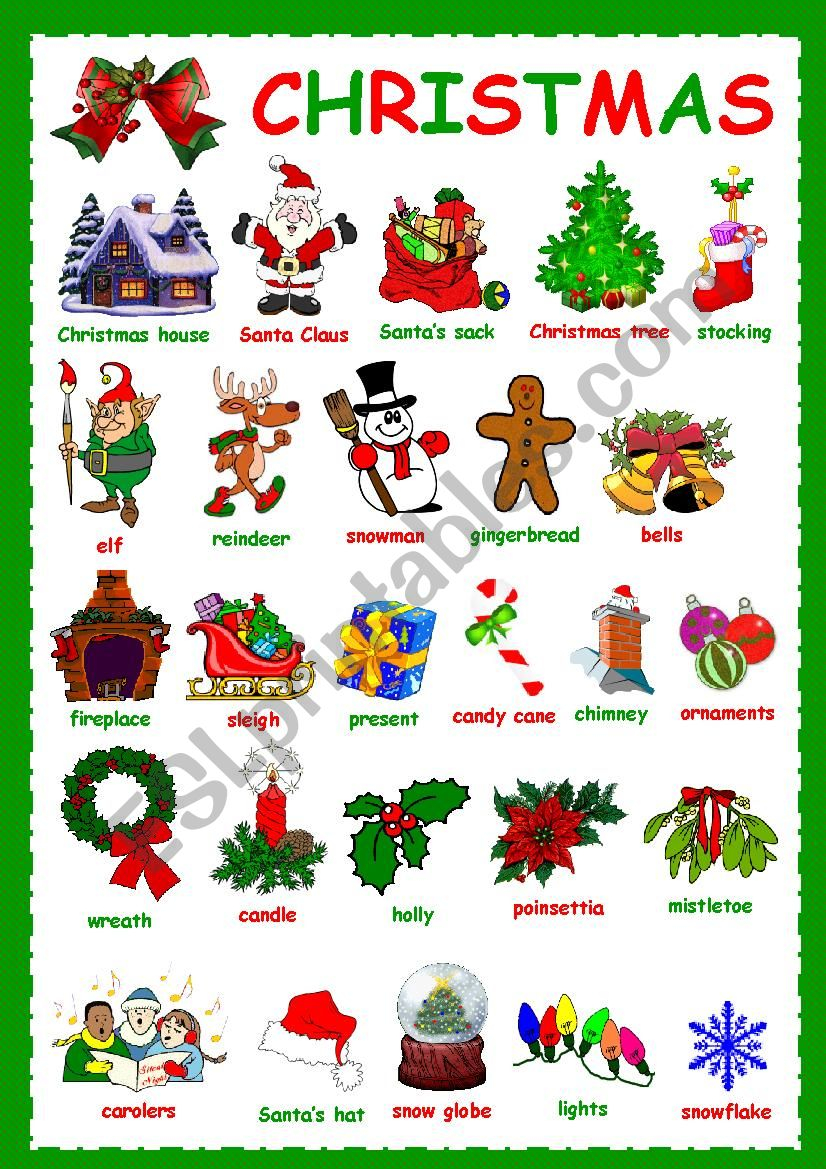 Christmas Vocabulary Worksheet Free