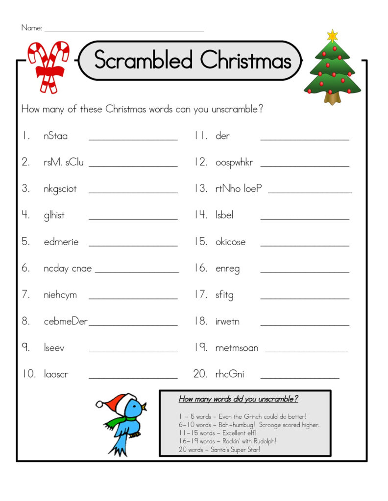 Super Teacher Worksheets Scrambled Christmas | AlphabetWorksheetsFree.com