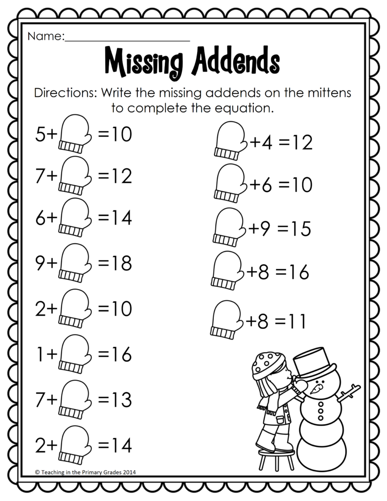 Christmas Addition And Subtraction Worksheets First Grade AlphabetWorksheetsFree