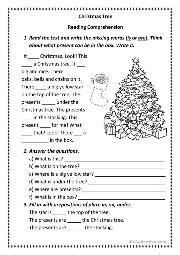 Christmas Reading Comprehension Worksheets Pdf