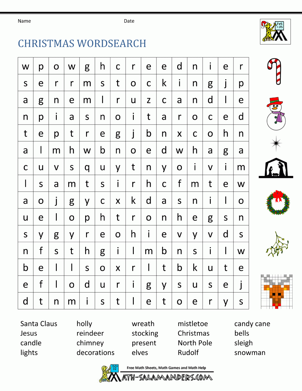 5th Grade Christmas Worksheet