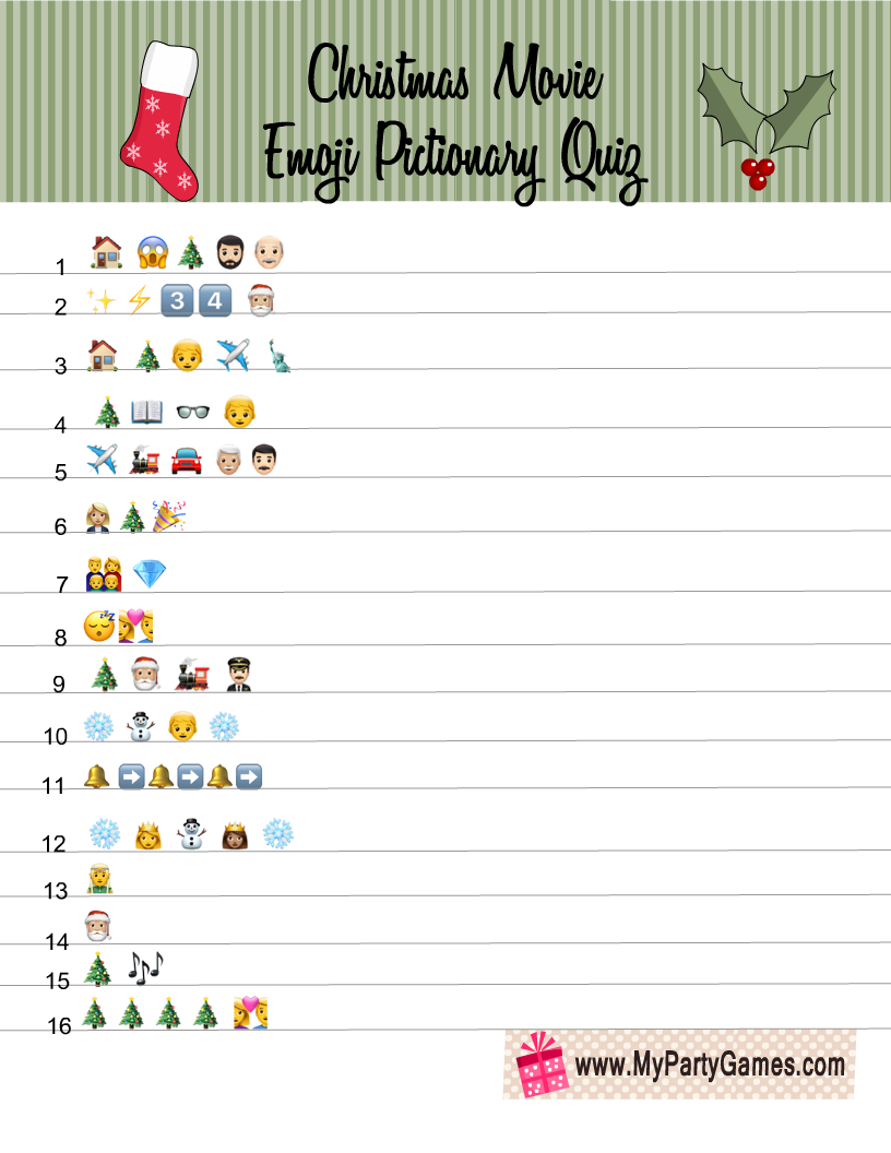  Free Printable Christmas Song Emoji Game 