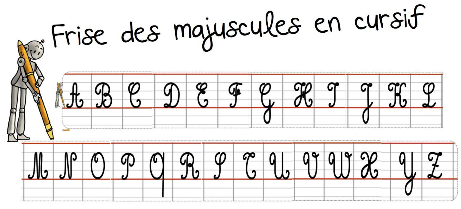 Frise De Lalphabet Des Majuscules En Cursif Cursive 3241